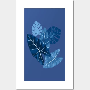 Classic Blue Tropical Leaves Posters and Art